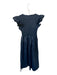 TCEC Size S Navy Vegan Leather Flutter Sleeves smocked Maxi Dress Navy / S