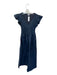 TCEC Size S Navy Vegan Leather Flutter Sleeves smocked Maxi Dress Navy / S