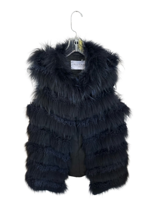 Trilogy Size S Navy Fur Hook & Eye Long Vest Navy / S