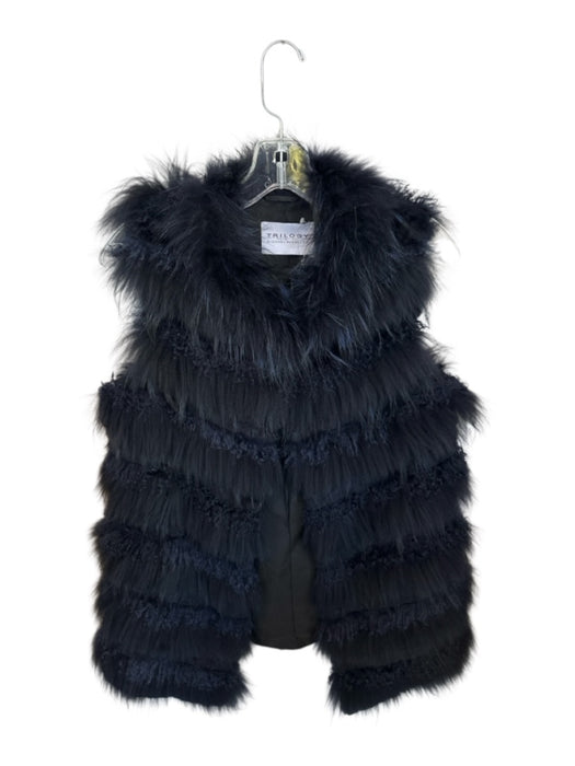 Trilogy Size S Navy Fur Hook & Eye Long Vest Navy / S
