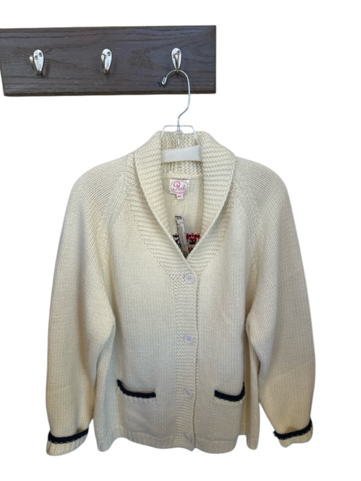 Pink Pineapple Size M/L Cream & Red Acrylic Chunky Knit American Flag Jacket Cream & Red / M/L