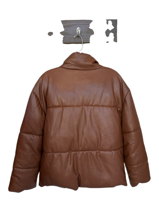 Bagatelle Size XS Brown Vegan Leather Puffer Snap buttons Jacket Brown / XS