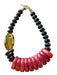 Red & Black Resin Wood Beads Toggle Chunky Statement Necklace Red & Black