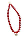 Red & Gold Stone Beads Oval Pendant Necklace Red & Gold