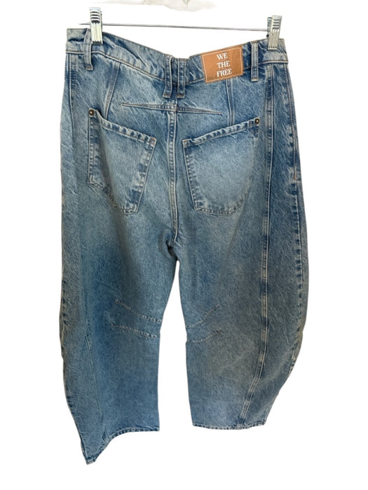 We The Free Size 26 Med Light Wash Cotton Mid Rise Button Fly Barrel Jeans Med Light Wash / 26