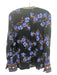 Kobi Halperin Size L Black, Blue, Multi Silk floral print Long Sleeve V Neck Top Black, Blue, Multi / L