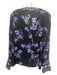 Kobi Halperin Size L Black, Blue, Multi Silk floral print Long Sleeve V Neck Top Black, Blue, Multi / L