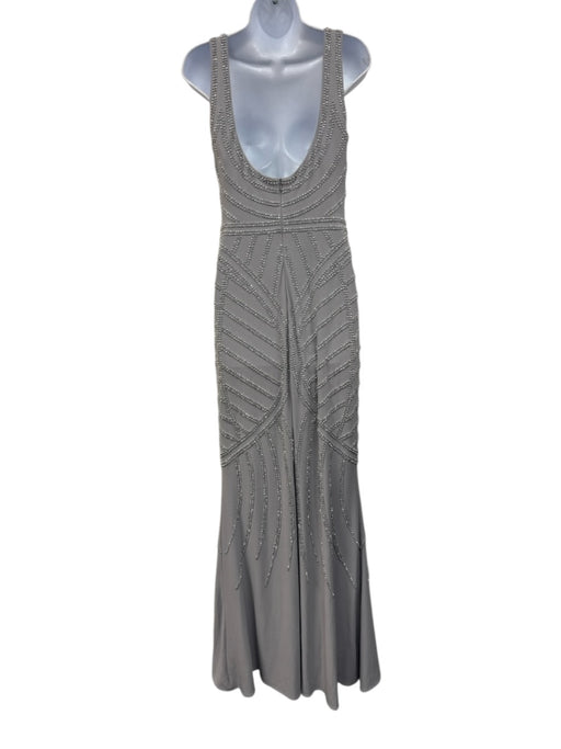 Aqua Formal Size 6 Silver Polyester Beaded Sleeveless Gown Silver / 6