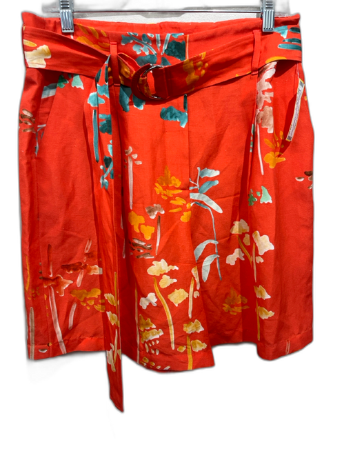Lafayette 148 Size Est L Orange, blue & yellow Watercolor Floral Shorts Orange, blue & yellow / Est L