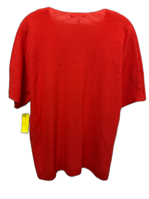 Lafayette 148 Size L Orange Cotton Textured Short Sleeve V Neck Boxy Top Orange / L