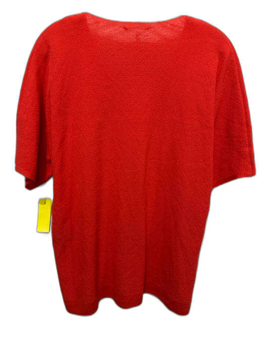 Lafayette 148 Size L Orange Cotton Textured Short Sleeve V Neck Boxy Top Orange / L