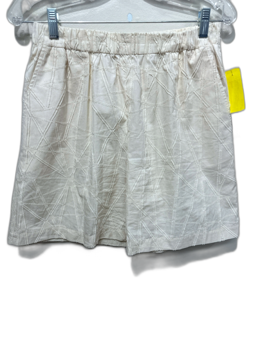 Lafayette 148 Size L Off White Cotton Geometric Textured Button Down Short Set Off White / L