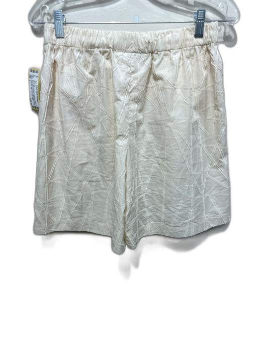 Lafayette 148 Size L Off White Cotton Geometric Textured Button Down Short Set Off White / L