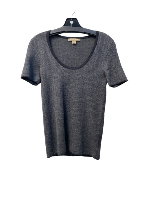 Michael Kors Size XS Gray Cashmere Round Neck Chevron Short Sleeve Knit Top Gray / XS