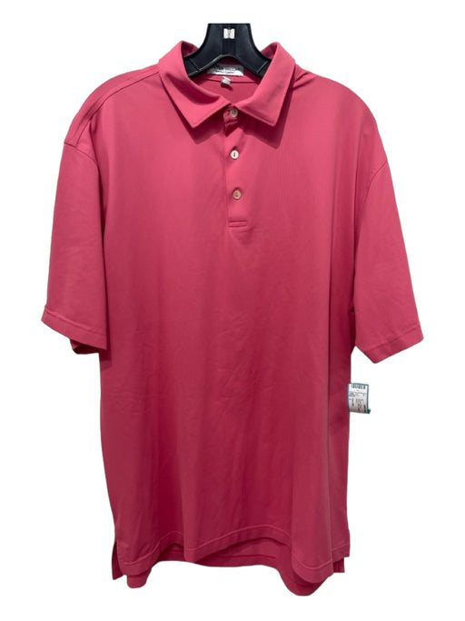 Peter Millar Size L Pink Synthetic Solid Polo Men's Short Sleeve L