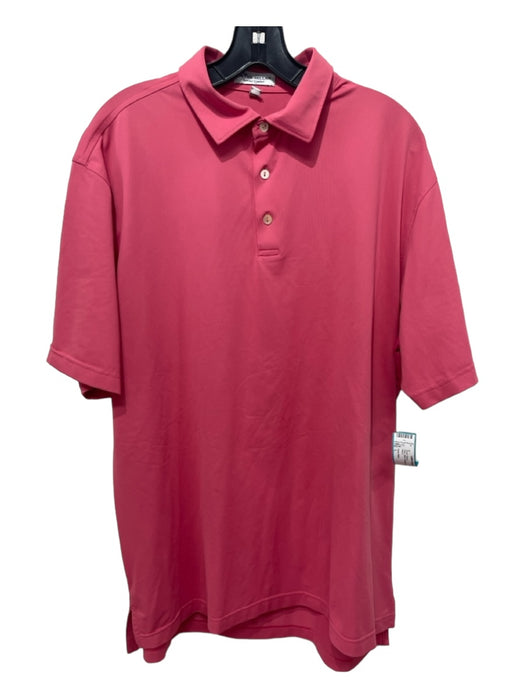 Peter Millar Size L Pink Synthetic Solid Polo Men's Short Sleeve L