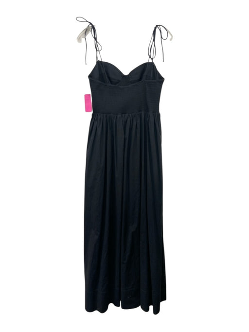 Staud Size L Black Cotton Blend Spaghetti Strap Tie Shoulder Dress Black / L
