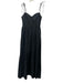 Staud Size L Black Cotton Blend Spaghetti Strap Tie Shoulder Dress Black / L