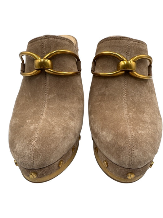 Veronica Beard Shoe Size 9.5 Taupe Beige Leather Upper Suede Mule Platform Clogs Taupe Beige / 9.5