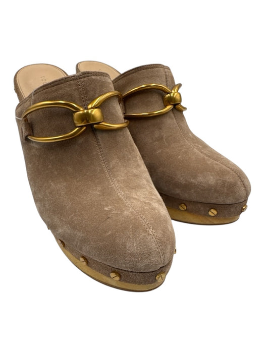 Veronica Beard Shoe Size 9.5 Taupe Beige Leather Upper Suede Mule Platform Clogs Taupe Beige / 9.5