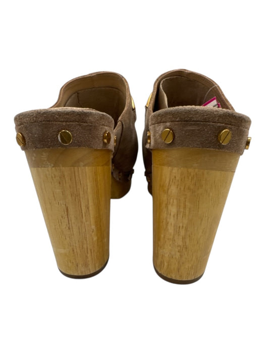 Veronica Beard Shoe Size 9.5 Taupe Beige Leather Upper Suede Mule Platform Clogs Taupe Beige / 9.5