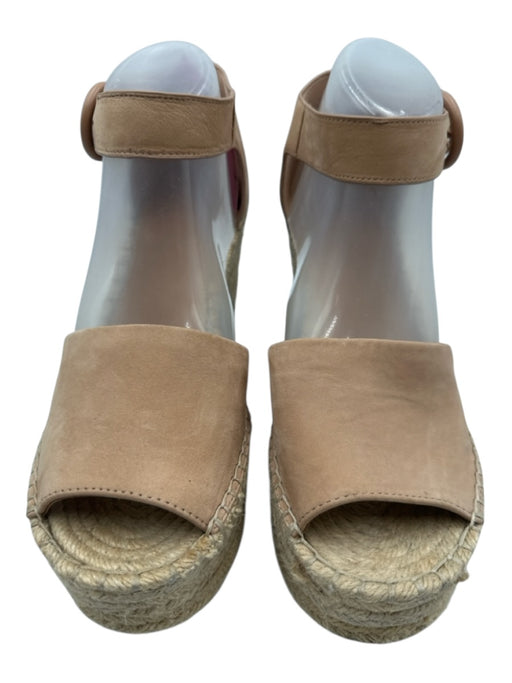 Marc Fisher Shoe Size 10 Beige Leather Upper Ankle Buckle Platform Espadrille Beige / 10