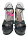 Schutz Shoe Size 9 Black & White Leather Upper Contrast Stitch Platform Sandals Black & White / 9