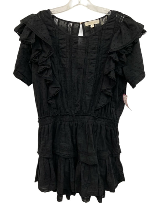 Loveshackfancy Size M Black Cotton swiss dot Short Sleeve Mini Dress Black / M