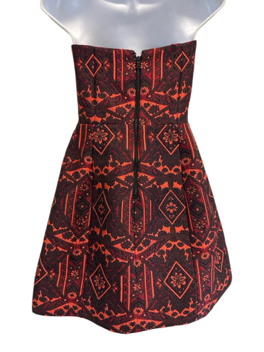 Alice + Olivia Size 6 Plum, Orange, Red Polyester Jacquard Spaghetti Strap Dress Plum, Orange, Red / 6