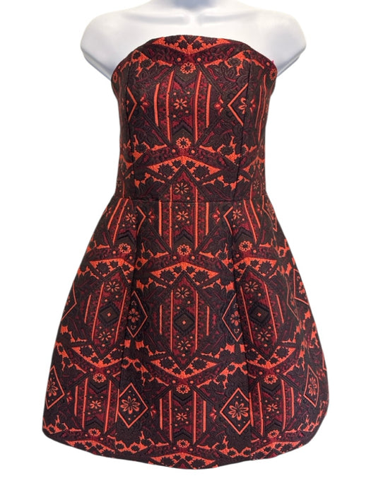 Alice + Olivia Size 6 Plum, Orange, Red Polyester Jacquard Spaghetti Strap Dress Plum, Orange, Red / 6