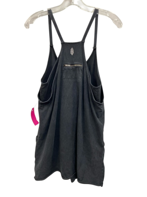 FP Movement Size S Faded Black Cotton V Neck Pockets Mini Romper Dress Faded Black / S