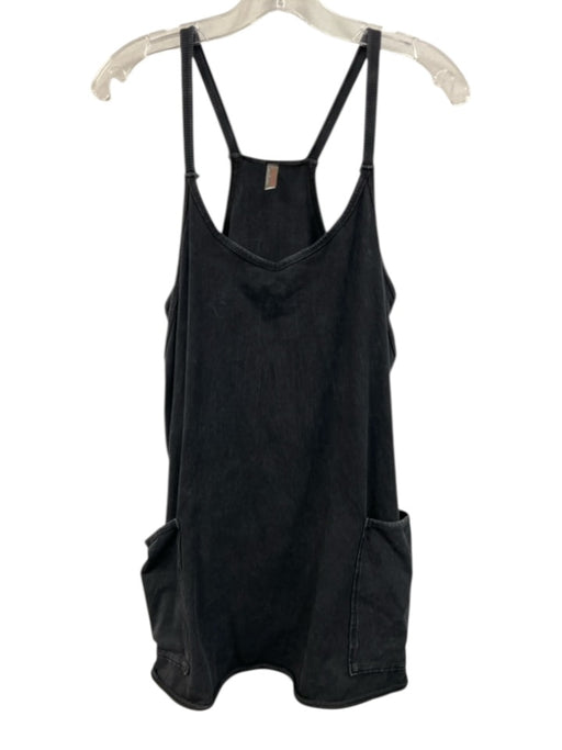 FP Movement Size S Faded Black Cotton V Neck Pockets Mini Romper Dress Faded Black / S