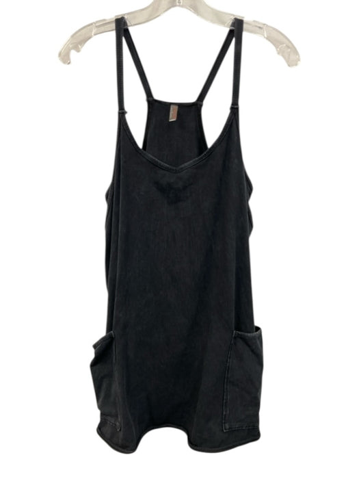 FP Movement Size S Faded Black Cotton V Neck Pockets Mini Romper Dress Faded Black / S