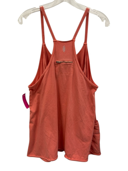 FP Movement Size S Coral Orange Cotton V Neck Pockets Mini Romper Dress Coral Orange / S