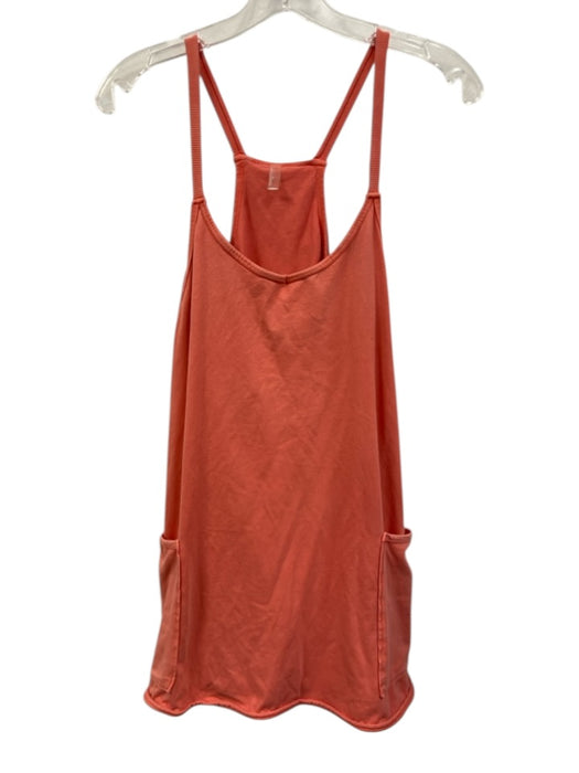 FP Movement Size S Coral Orange Cotton V Neck Pockets Mini Romper Dress Coral Orange / S