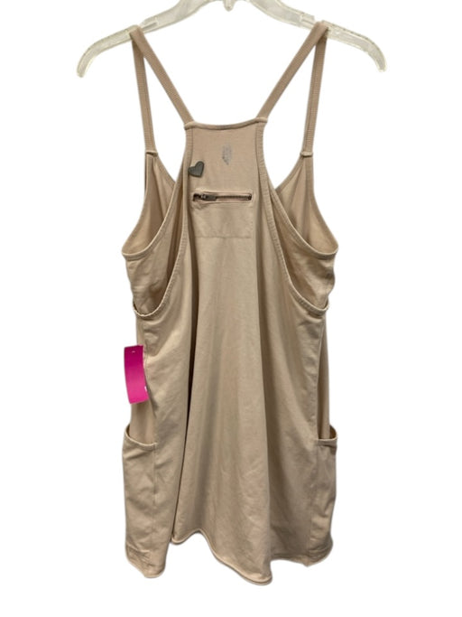 FP Movement Size S Beige Cotton V Neck Pockets Mini Romper Dress Beige / S