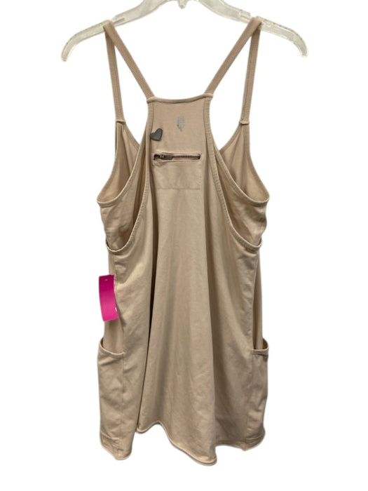 FP Movement Size S Beige Cotton V Neck Pockets Mini Romper Dress Beige / S