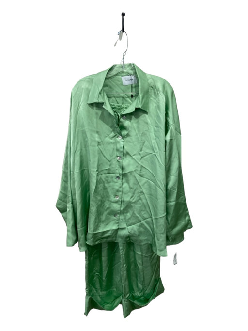 Sleeper Size One Size Sea Green Rayon Button Up Long Sleeve Wide Leg Pajamas Sea Green / One Size