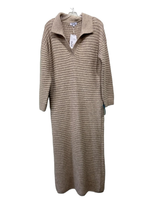 525 America Size S Oatmeal Cotton Blend Collared Long Sleeve Sweater Dress Oatmeal / S