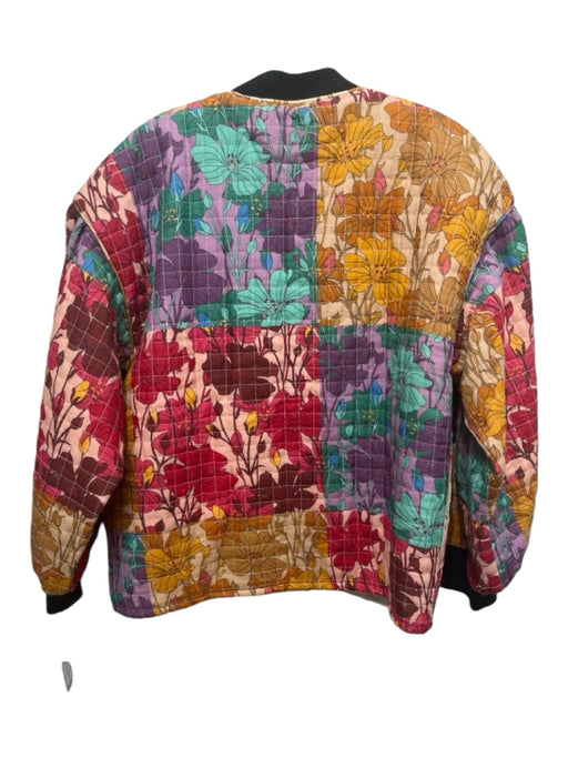 Let Me Be Size S Multicolor Ramie floral print Shimmer Detail Quilted Jacket Multicolor / S