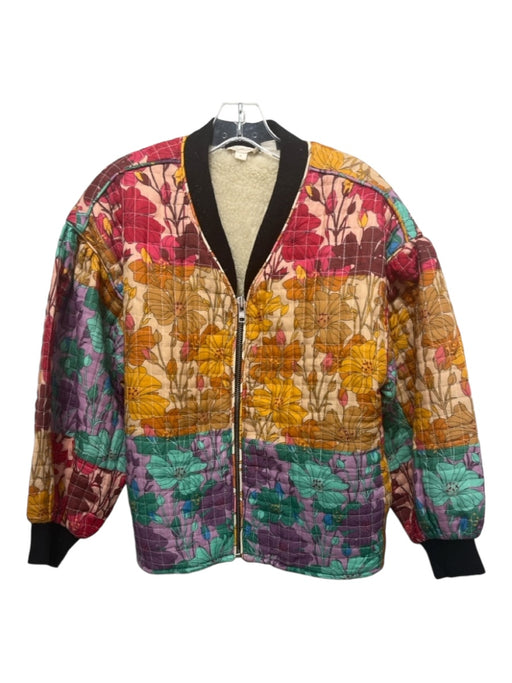 Let Me Be Size S Multicolor Ramie floral print Shimmer Detail Quilted Jacket Multicolor / S