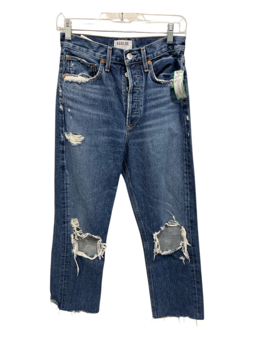 Agolde Size 25 Medium Wash Cotton Button Fly Distressed High Rise Jeans Medium Wash / 25