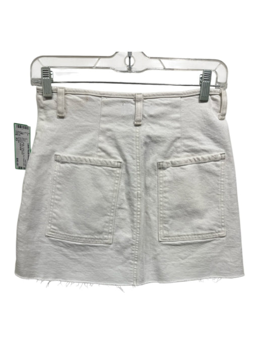 Le Jean Size XS White Cotton Zip Fly Frayed Hem Pockets Mini Skirt White / XS