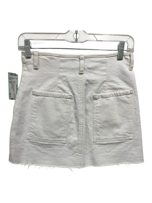 Le Jean Size XS White Cotton Zip Fly Frayed Hem Pockets Mini Skirt White / XS
