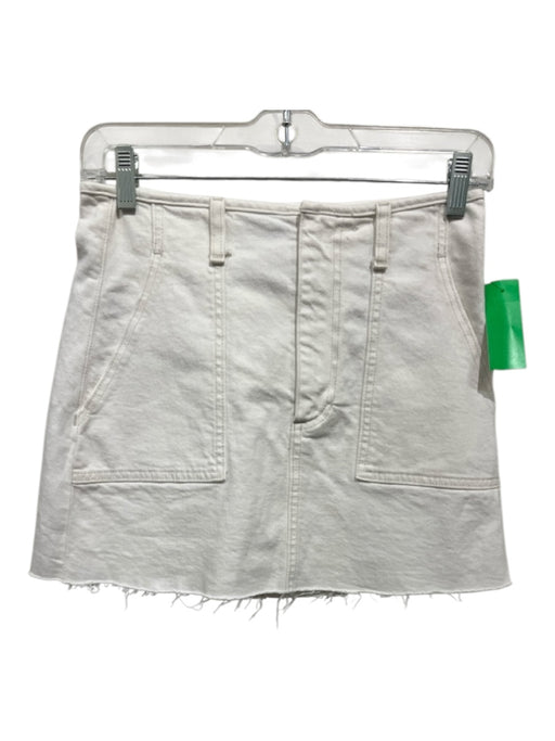 Le Jean Size XS White Cotton Zip Fly Frayed Hem Pockets Mini Skirt White / XS