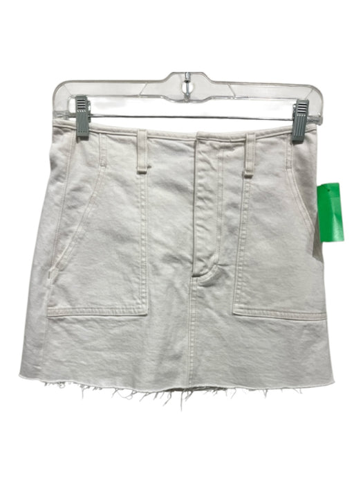 Le Jean Size XS White Cotton Zip Fly Frayed Hem Pockets Mini Skirt White / XS