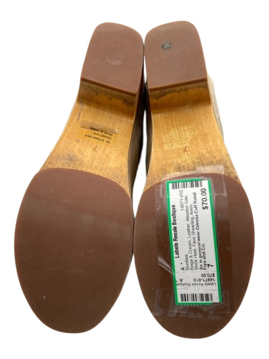 Frye and Co. Shoe Size 7 Beige & Cream Leather Wooden Sole Block Heel Booties Beige & Cream / 7