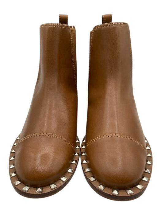 Schutz Shoe Size 7.5 Brown Leather Studded Round Toe Chelsea Booties Brown / 7.5