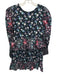 Loveshackfancy Size 2 Black & Multi Cotton V Neck Floral Tiered Skirt Mini Dress Black & Multi / 2