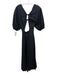 Nasty Gal Size 4 Black Cotton Puff Sleeves Cut Out Detail Maxi Zip Back Dress Black / 4